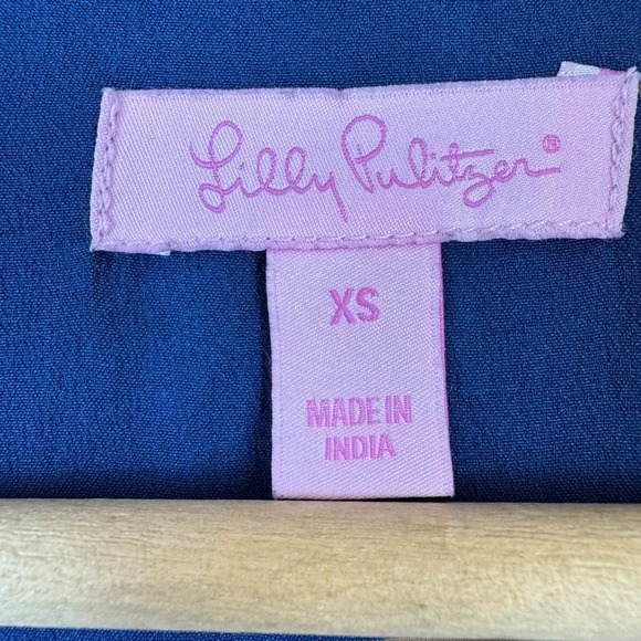 Lilly Pulitzer Women's Embellished Lorna Dress Trapeze Swing Mini Beaded Navy XS - Picture 4 of 8